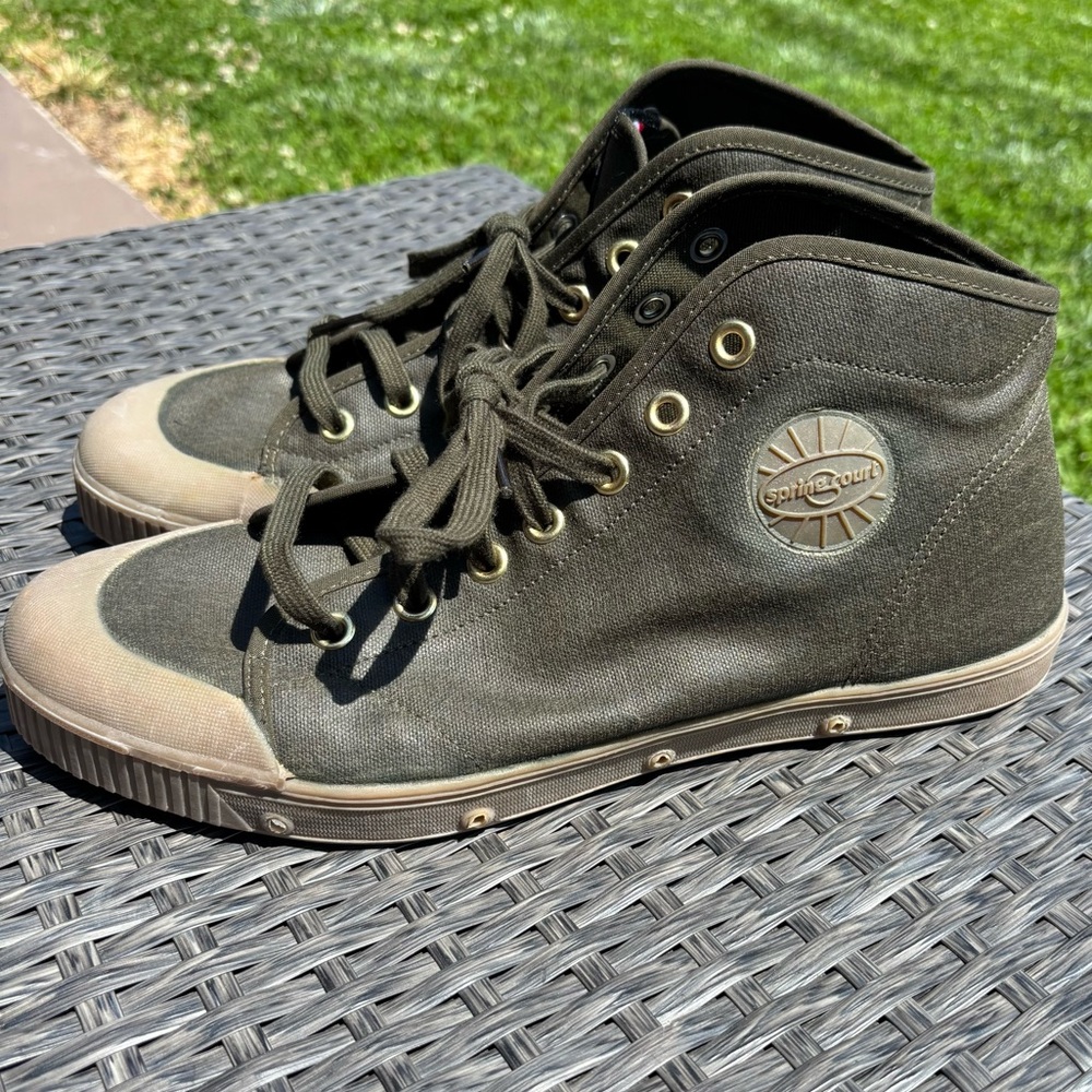 Spring Court canvas green high top shoes men’s size 12/46